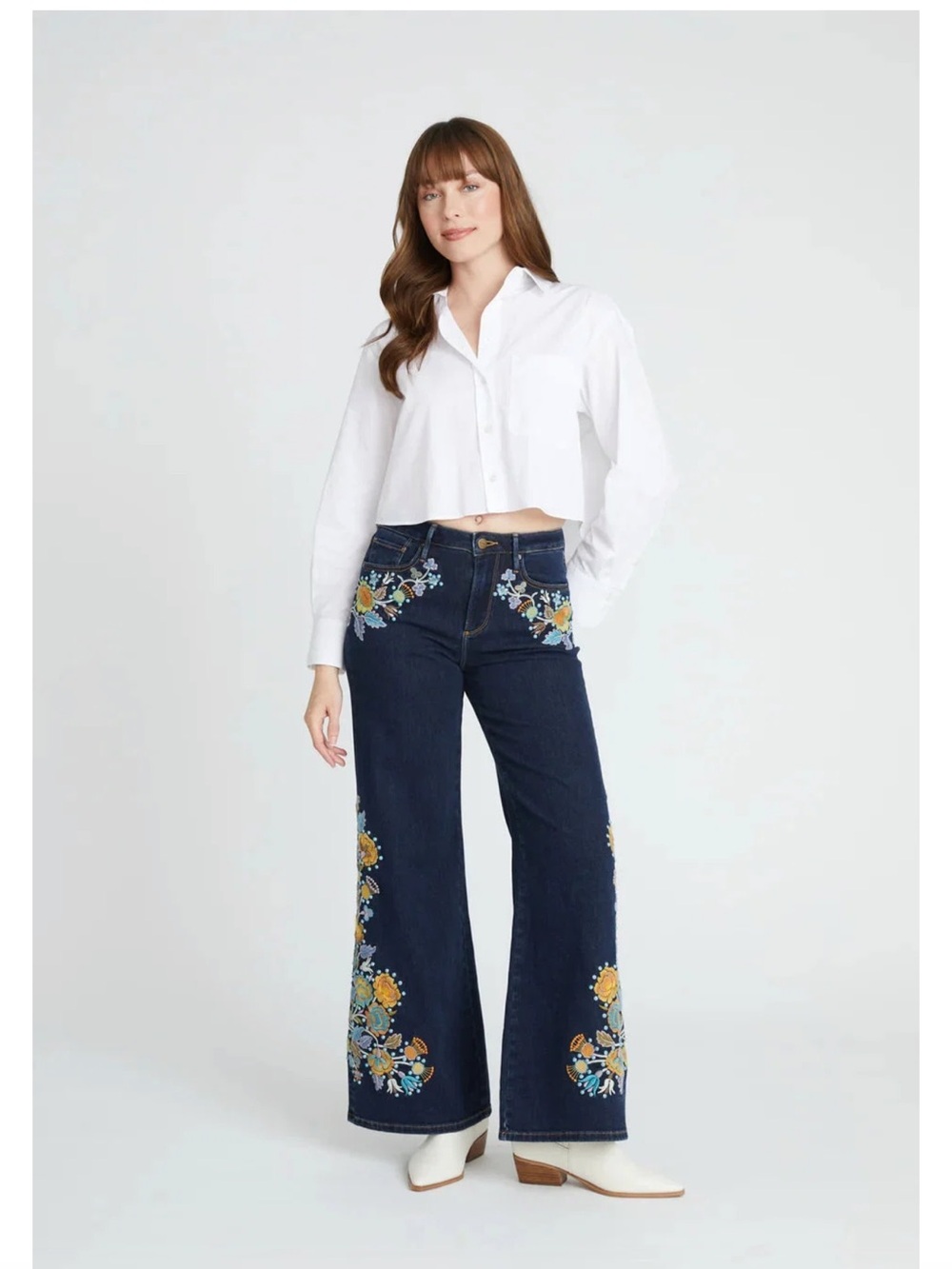 Driftwood Penelope wide leg Rodeo roses Wide Jeans Size 29 NWOT